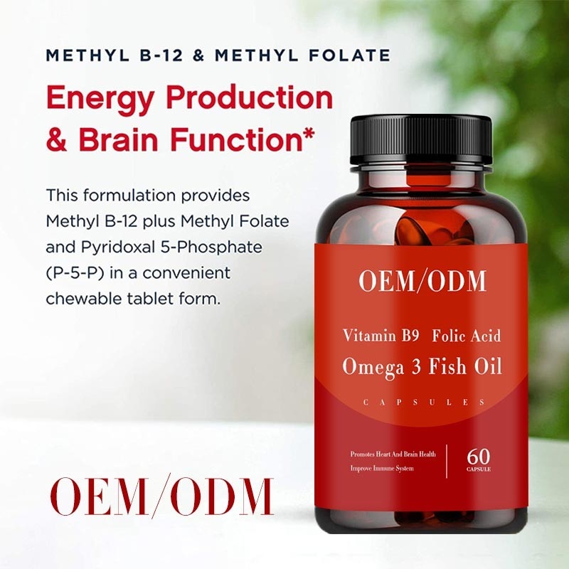El aceite de pescado ácido fólico Omega de la vitamina B9 3 vitaminas Softgel promueve el corazón y a Brain Health