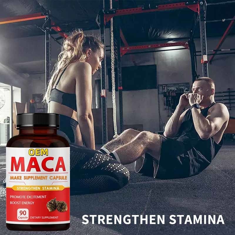 OEM Marca privada Afrodisiaco Suplemento de raíz de maca negra Cápsulas de maca orgánica para hombres