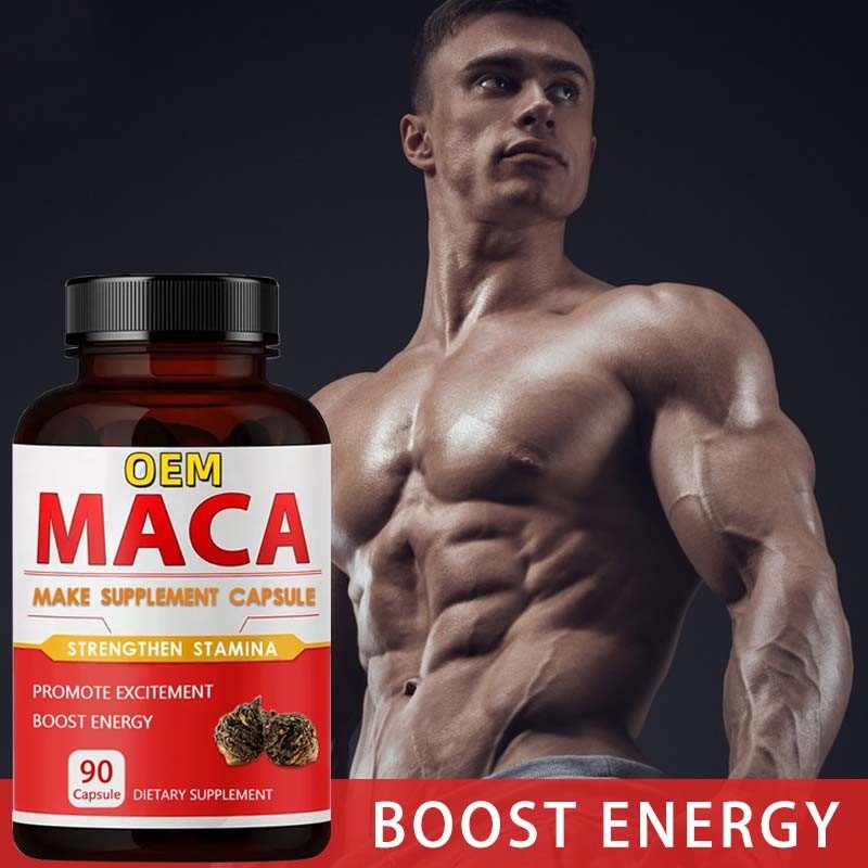 OEM Marca privada Afrodisiaco Suplemento de raíz de maca negra Cápsulas de maca orgánica para hombres