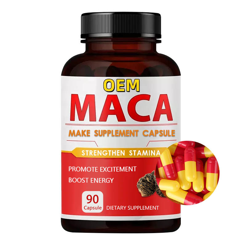OEM Marca privada Afrodisiaco Suplemento de raíz de maca negra Cápsulas de maca orgánica para hombres