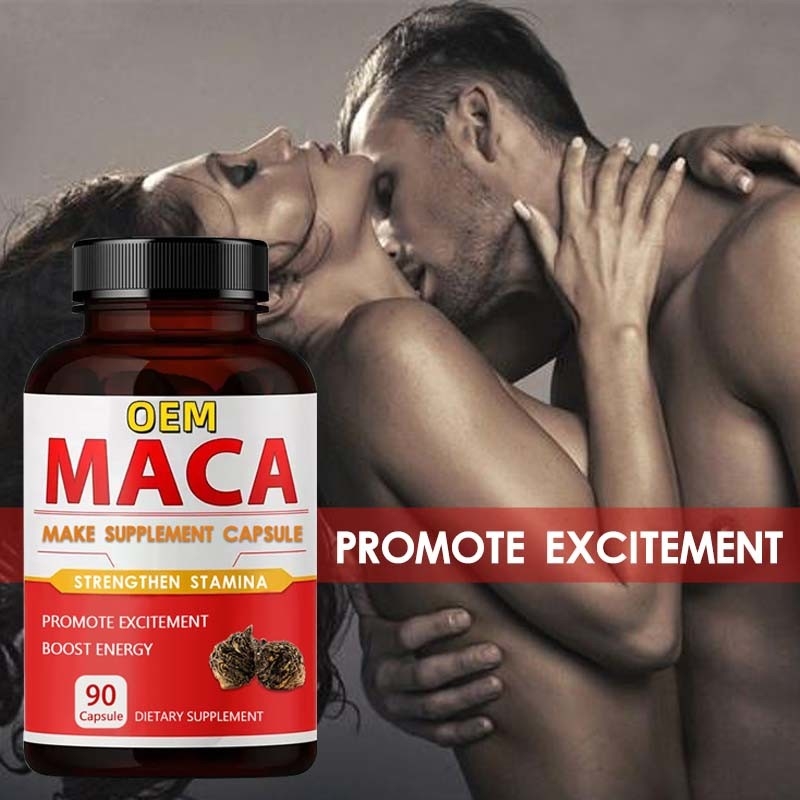 OEM Marca privada Afrodisiaco Suplemento de raíz de maca negra Cápsulas de maca orgánica para hombres