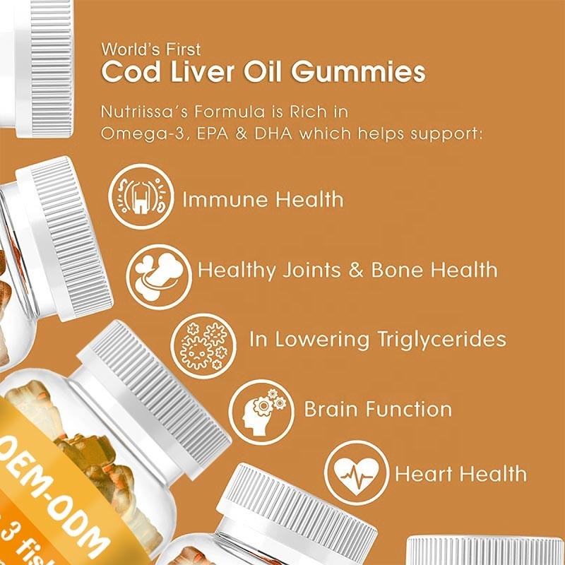 Omega 3 píldoras del aceite de hígado de bacalao de Softgels EPA DHA del aceite de pescado gomosas para los niños adultos