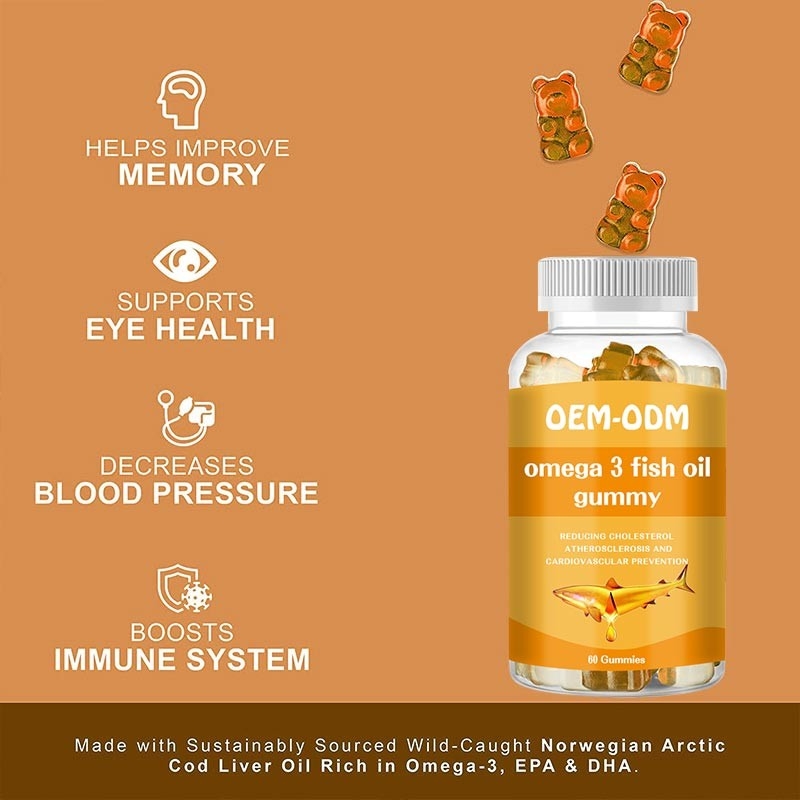 Omega 3 píldoras del aceite de hígado de bacalao de Softgels EPA DHA del aceite de pescado gomosas para los niños adultos