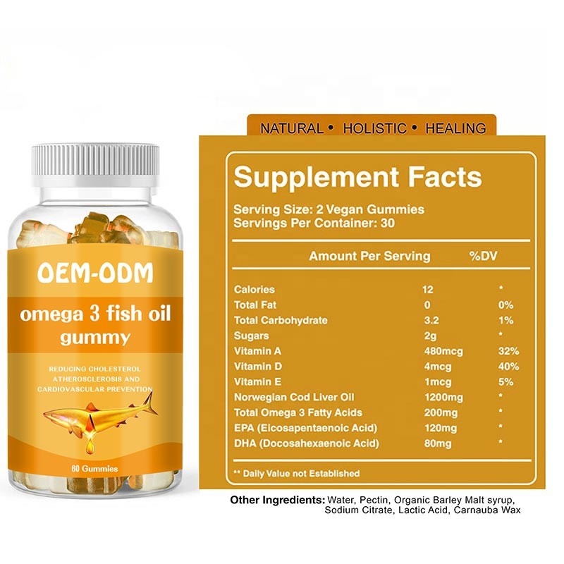 Omega 3 píldoras del aceite de hígado de bacalao de Softgels EPA DHA del aceite de pescado gomosas para los niños adultos