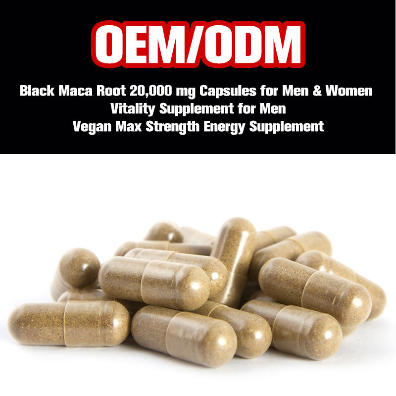 La raíz 20000Mg de Maca del negro del OEM encapsula para los hombres y el vegano Max Strength Energy Supplement de las mujeres