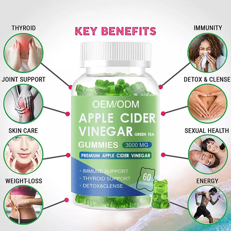 Oem Apple Cider Gummies Vegan Organic Keto Bhb Slim Pérdida de peso Vinagre de sidra de manzana Caramelo