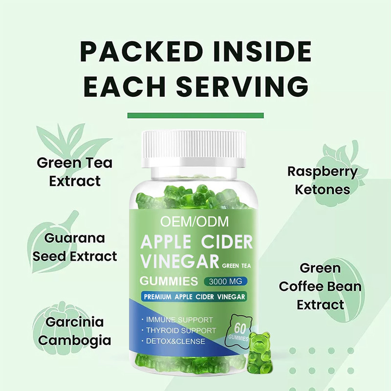 Oem Apple Cider Gummies Vegan Organic Keto Bhb Slim Pérdida de peso Vinagre de sidra de manzana Caramelo