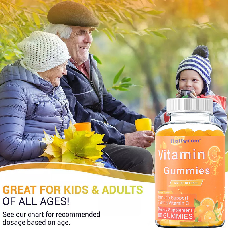 750mg vitamina C Gummies para la ayuda inmune de los adultos con la naranja libre del gluten de las vitaminas de B