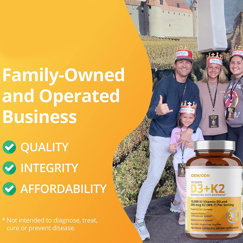 No fórmula de GMO vitamina D3 Gummies de 5000 IU 90 cápsulas de la vitamina K2 MK-7 del magnetocardiograma