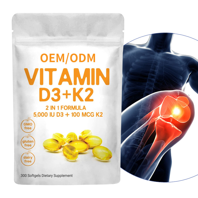 Vitamina de encargo D3 Gummies 5000 IU con K2 100 el magnetocardiograma Softgels 2 en 1 corazón inmune de la ayuda