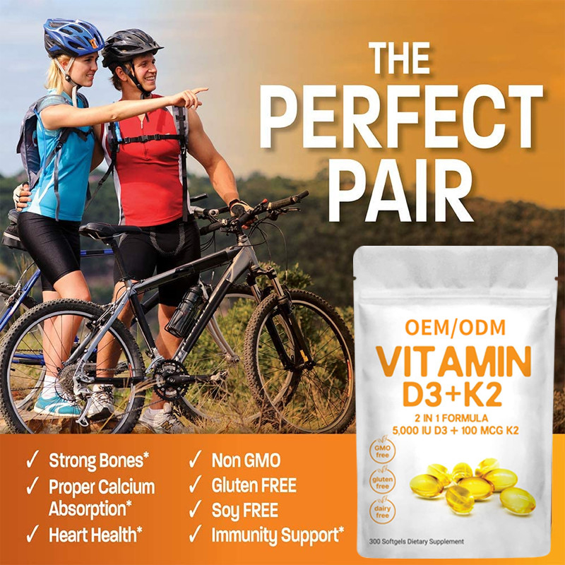 Vitamina de encargo D3 Gummies 5000 IU con K2 100 el magnetocardiograma Softgels 2 en 1 corazón inmune de la ayuda