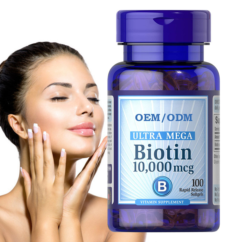 Cuenta del magnetocardiograma Softgels 100 del nuevo crecimiento 10000 de la piel y de los clavos del pelo de Gummies de la vitamina de la biotina del OEM Skincare