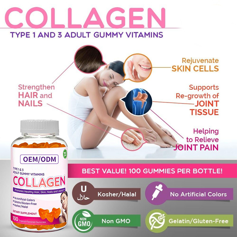 La piel de COMUNIDAD EUROPEA For Hair de la vitamina del cinc de la biotina de Gummies 2500mcg del colágeno del ODM y clava crecimiento del pelo