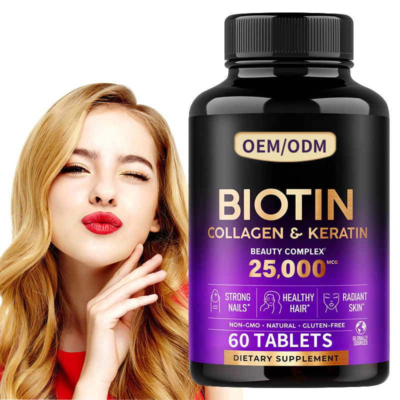 25000 clavos de la piel del pelo de las píldoras de la vitamina de la biotina del magnetocardiograma para las tabletas del pelo del feme de la salud 60pcs de las mujeres