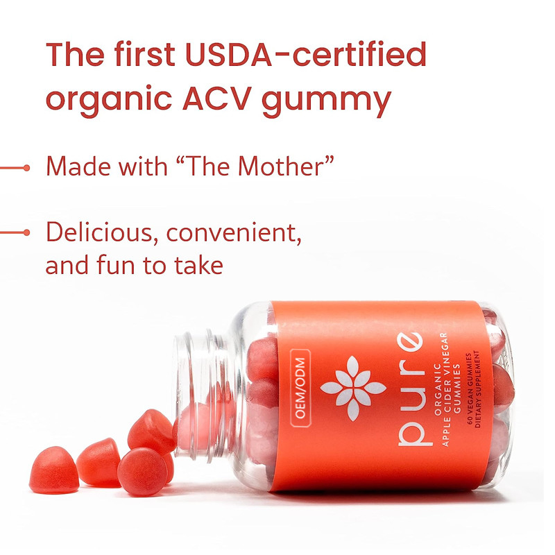 ACV crudo Gummies del Ct de la ayuda 60 del Detox del vegano de Gummies del vinagre de sidra del FDA Apple