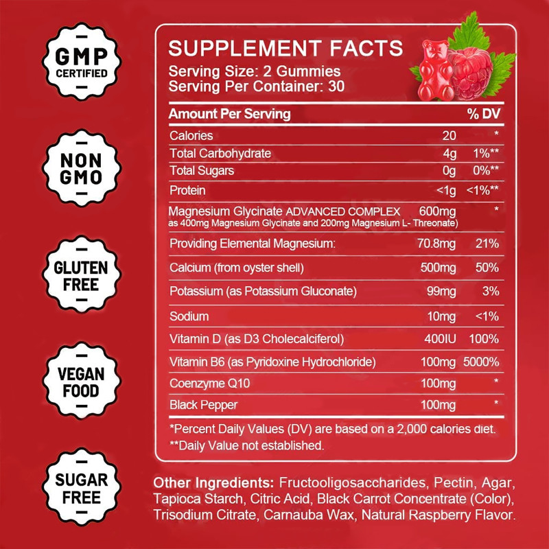 El sueño libre de la ayuda de Gummies de la vitamina del Melatonin del gluten relaja el extracto del bálsamo de limón del magnesio de la vitamina D del Melatonin