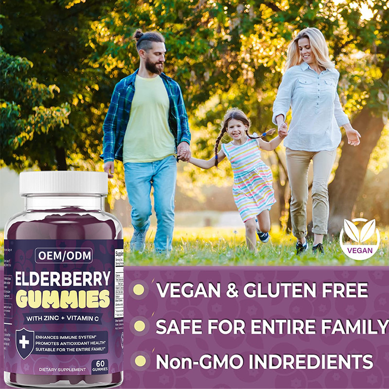 OEM y ODM Antioxidante para aumentar el apoyo inmunológico de la morera para adultos Zinc Vitamina gomitas