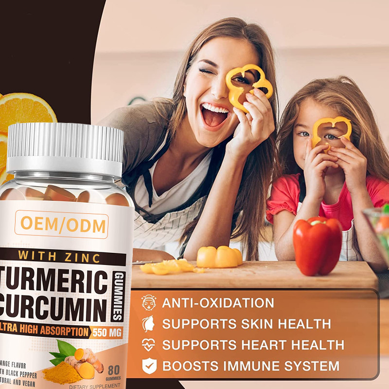 Cúrcuma 60PCS y Ginger With Black Pepper Supplement para la cúrcuma inmune Ginger Gummies de la ayuda