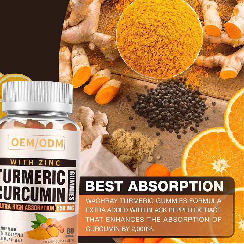 Cúrcuma 60PCS y Ginger With Black Pepper Supplement para la cúrcuma inmune Ginger Gummies de la ayuda