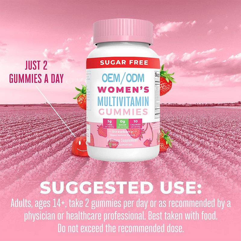Vitaminas del Multivitamin de las mujeres diarias de la ayuda inmune con la piel orgánica del pelo de los ingredientes y clavar gomoso