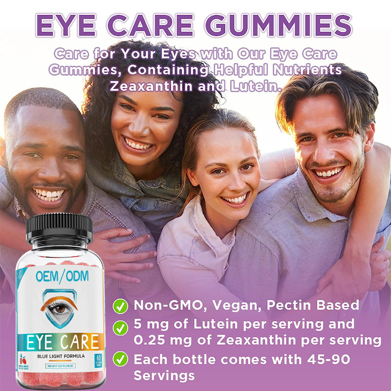 Vitaminas del cuidado del ojo de GMPC para los niños de los adultos gomosos para los suplementos de la salud del ojo