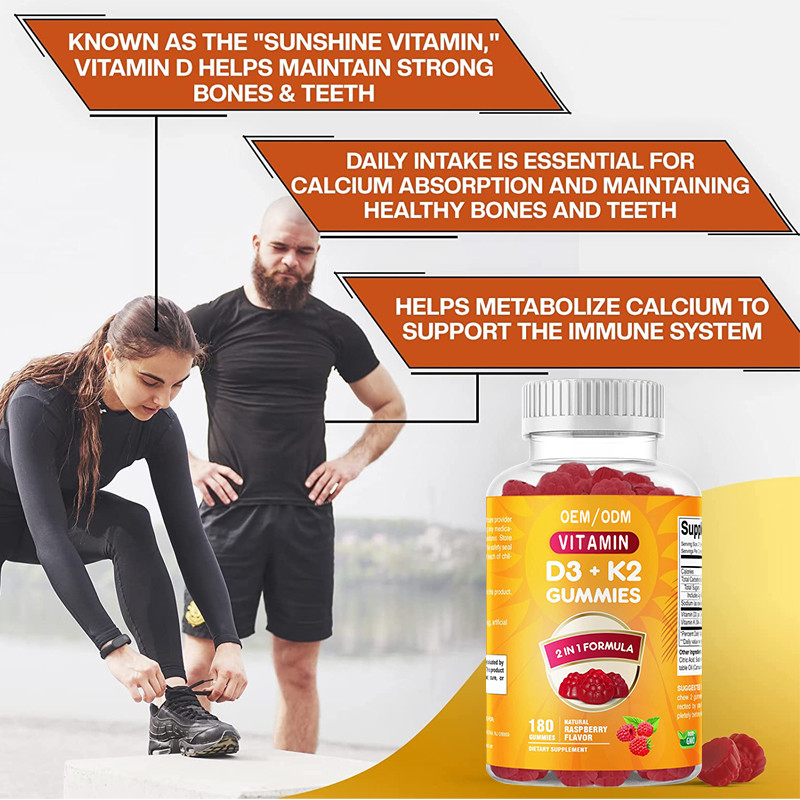 El COA complementa el calcio del OEM con la ayuda inmune Gummies de la salud del hueso de la vitamina D3 K2