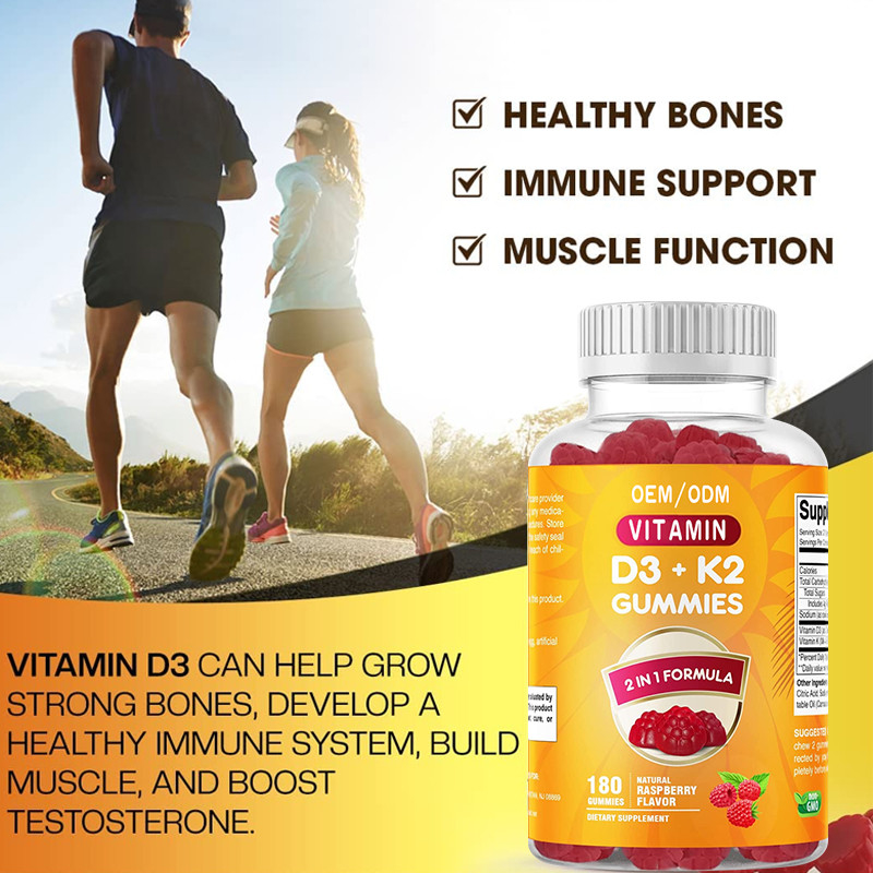 El COA complementa el calcio del OEM con la ayuda inmune Gummies de la salud del hueso de la vitamina D3 K2