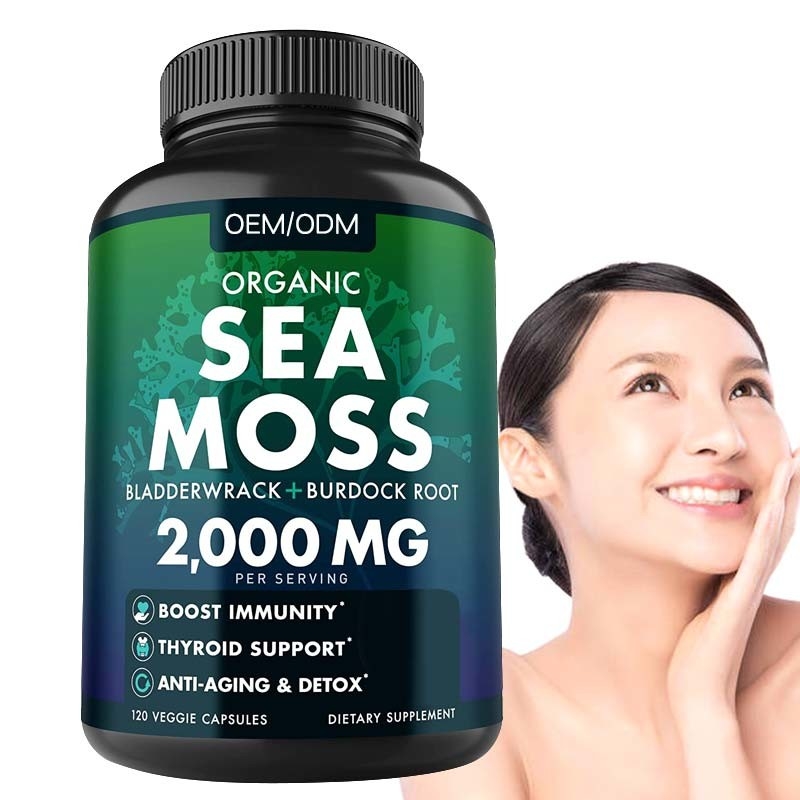 Mar orgánico Unflavored Moss Raw de Moss Capsules Wildcrafted Non GMO del mar 60 píldoras libres de Seamoss del gluten