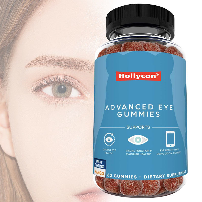 2500mcg Vitamina B7 Natural Zeaxantina Luteína Sabores personalizados Producción no contaminante Gummies para ojos