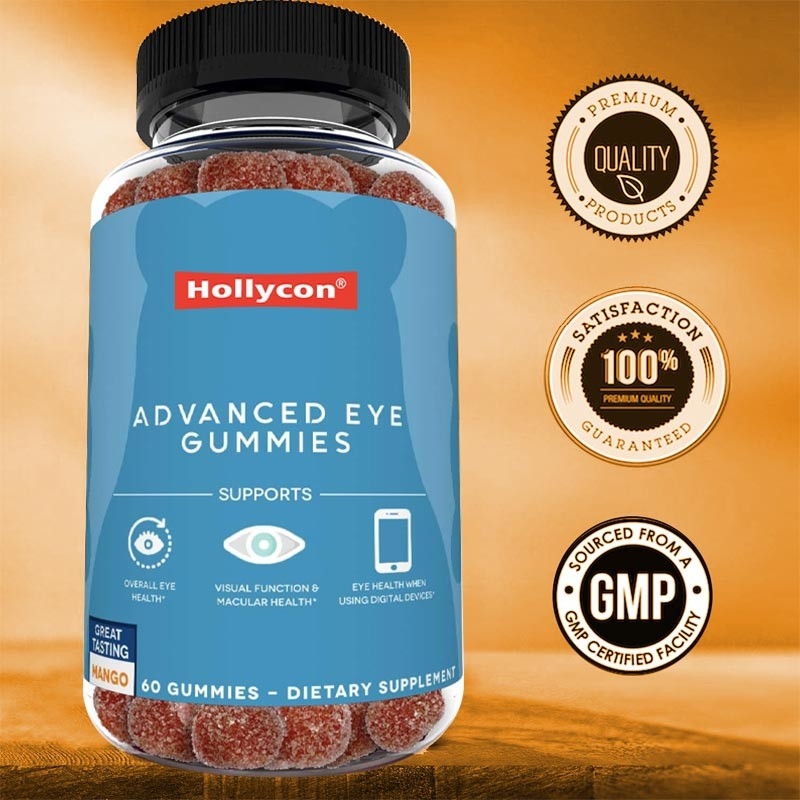 2500mcg Vitamina B7 Natural Zeaxantina Luteína Sabores personalizados Producción no contaminante Gummies para ojos