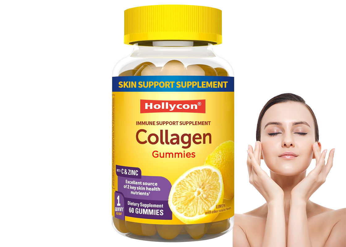 COA colágeno gomas con vitamina C Zinc Biotina 60PCS para la salud de la piel Suplemento de apoyo inmunológico