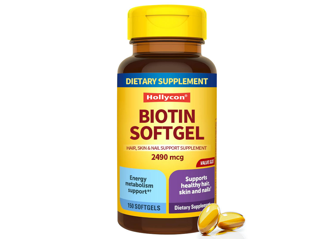 Biotina Softgels de marca privada 150PCS Apoyo para el cabello saludable Apoyo para las uñas de la piel Suplemento dietético