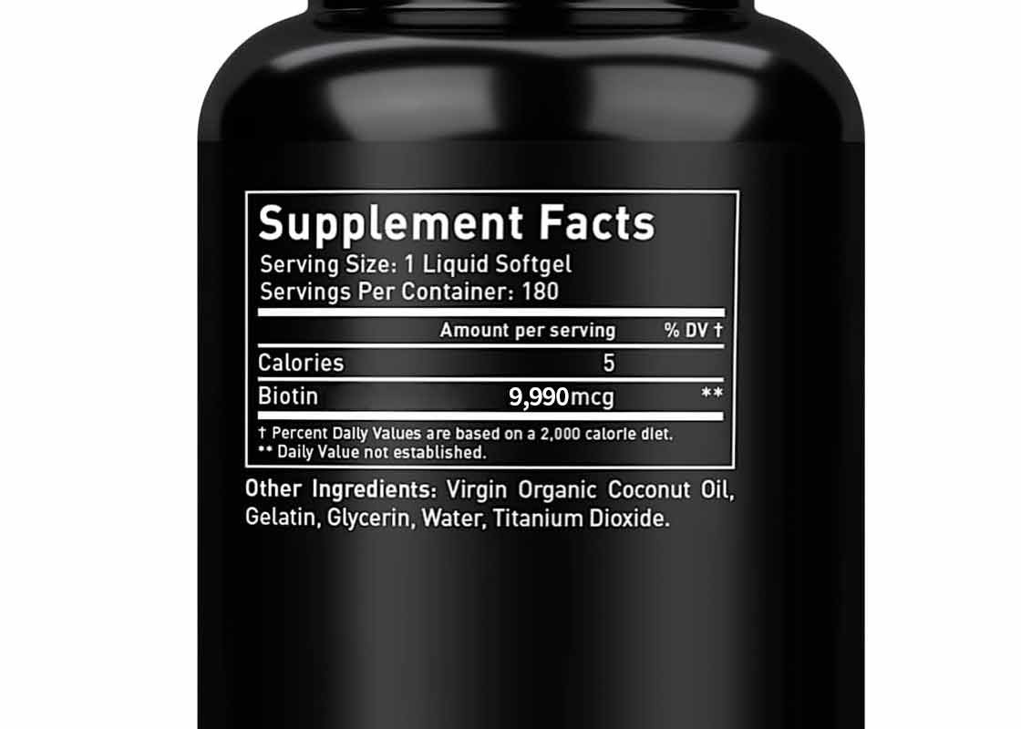 Vitamina de biotina pura gomas con aceite de coco Softgels crecimiento del cabello más rápido para la piel y las uñas salud suplemento de biotina