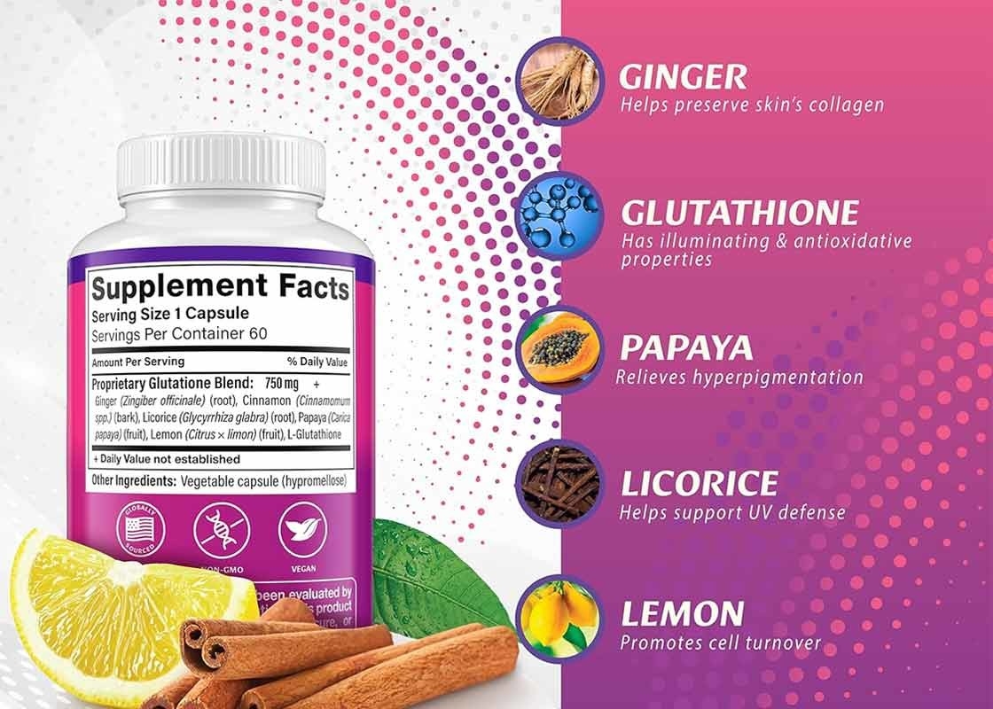 Las cápsulas de glutatión OEM ayudan a igualar el tono de la piel.