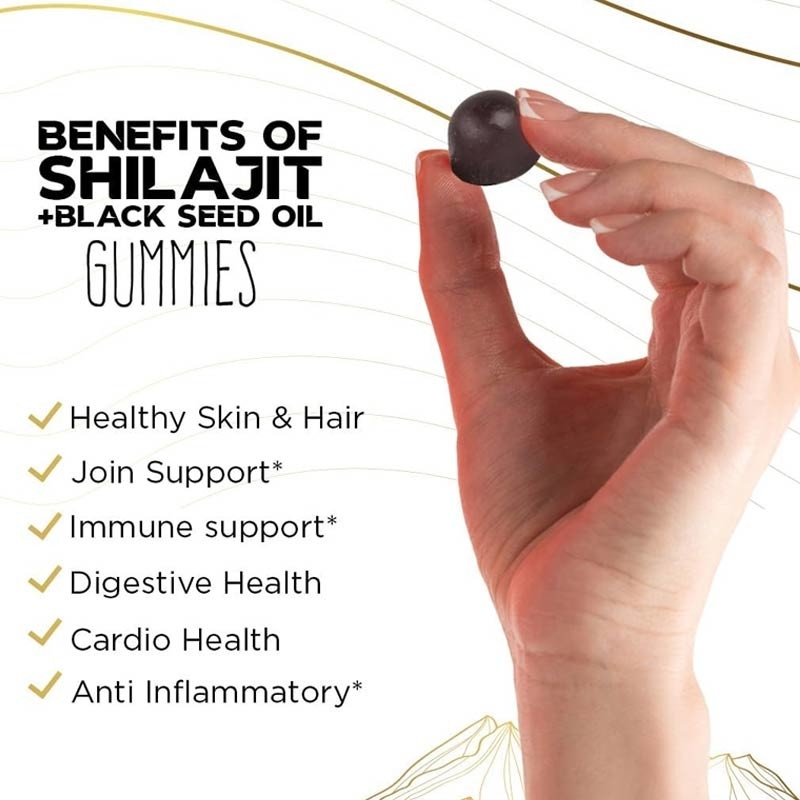 Suplemento de goma de Shilajit puro con aceite de semilla negra de alta potencia goma de resina del Himalaya pura