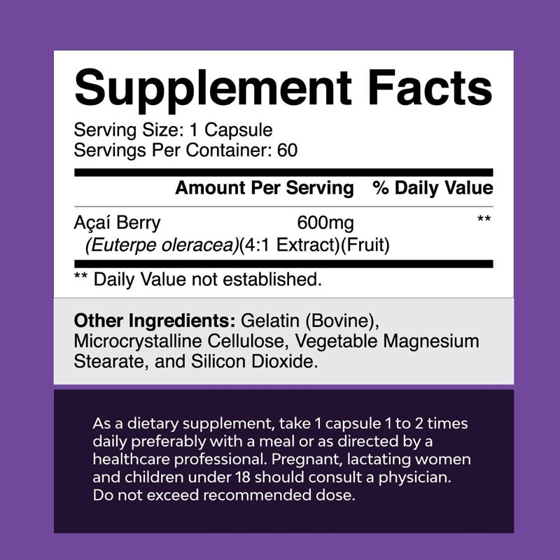 OEM Vitaminas Minerales Antioxidante Fórmula Acai Berry Suporte antioxidante Suplemento de pérdida de peso para mujeres y hombres