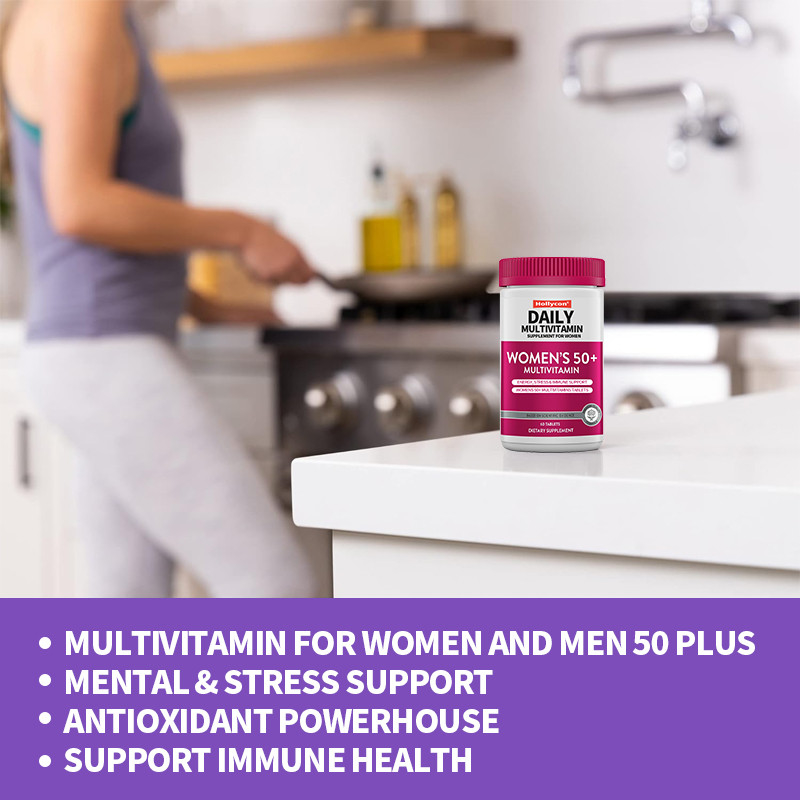 Suplemento Multivitamínico Diario Para Mujeres Energía, Estrés y Apoyo Inmune Mujeres 50+ Multivitaminas Tabletas