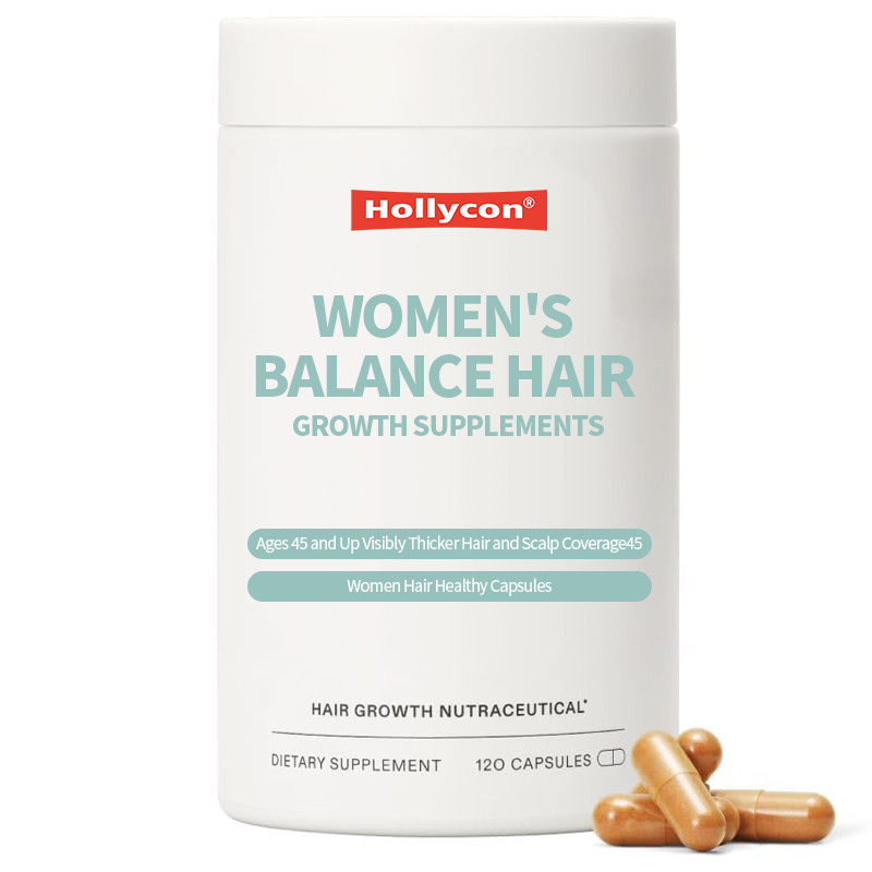 Etiqueta privada Complementos para el crecimiento del cabello de equilibrio para mujeres A partir de los 45 años Visiblemente más grueso Cabello y cobertura del cuero cabelludo Cabello de mujer