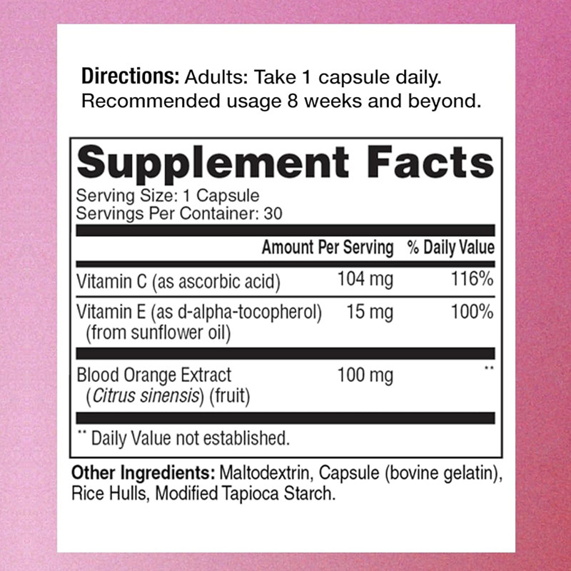 OEM Capsulas para la radiación de la piel Oranja de sangre Extracto de colágeno Suplemento para la piel Vitamina C Vitamina E Capsulas