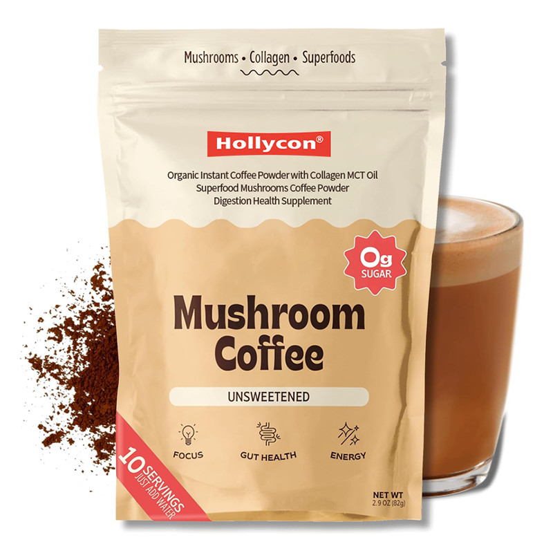 Café de hongo instantáneo orgánico con colágeno Aceite MCT Digestión Suplemento de salud Hongo Café en polvo