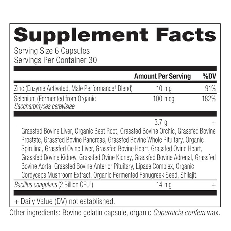 Suplementos de órganos para hombres Complejo de órganos alimentados con hierba y silvestres Cápsulas de apoyo a la próstata Suplemento de rendimiento masculino