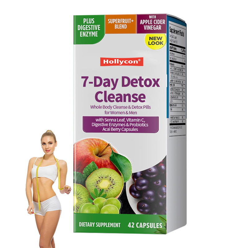 7 días de desintoxicación limpieza cápsulas con hoja de sena vitamina C enzimas digestivas probióticos cápsulas de bayas de acai