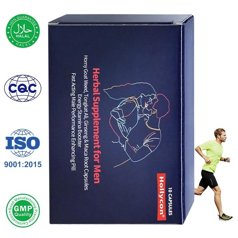 Suplemento de hierbas para hombres hierba de cabra caliente tongkat ali ginseng cápsulas de raíz de maca de acción rápida píldoras de mejora masculina