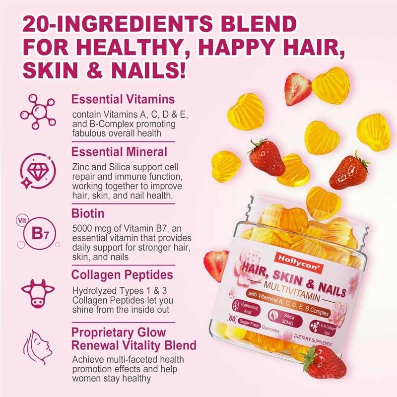 Apoyo OEM y ODM Gummy Ingredientes naturales para mujeres Multivitaminas Gummies sin azúcar
