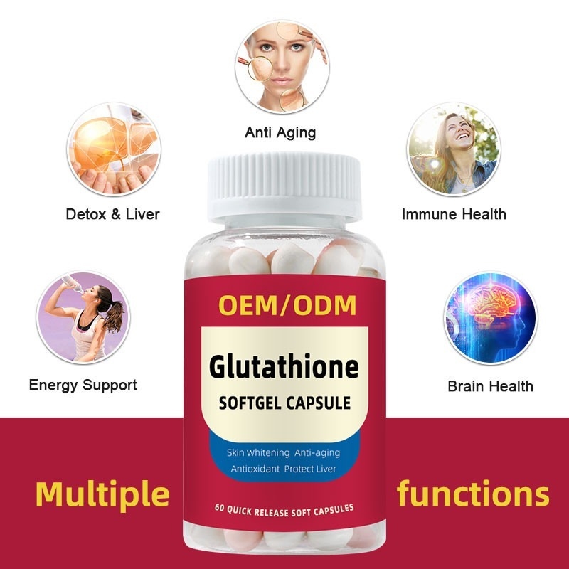 OEM Etiqueta privada Vitamina C 1500mg L-glutationa en tabletas para blanqueamiento de la piel Softgel