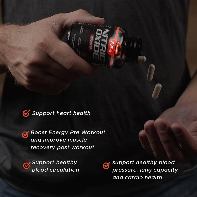 Las cápsulas de óxido nítrico OEM aumentan la energía antes del entrenamiento mejoran la recuperación muscular después del trabajo