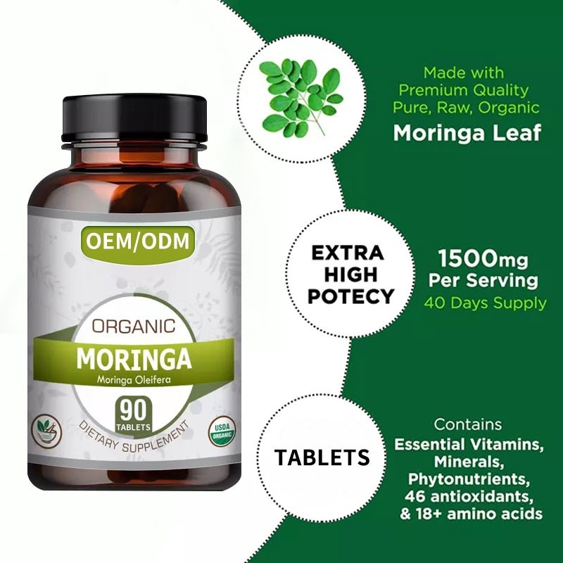 OEM mayorista 1500mg cápsula de hierbas delgadas Moringa Oleifera tabletas para la quema de grasa