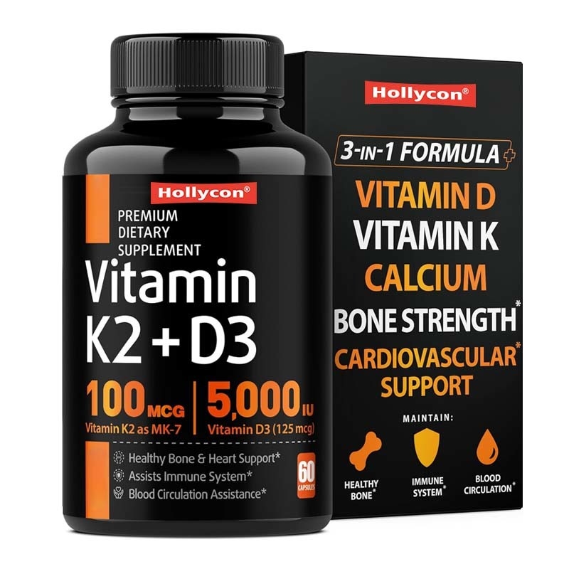 Suplementos de resistencia ósea de apoyo OEM para cápsulas de calcio de vitamina D3 K2 inmunes