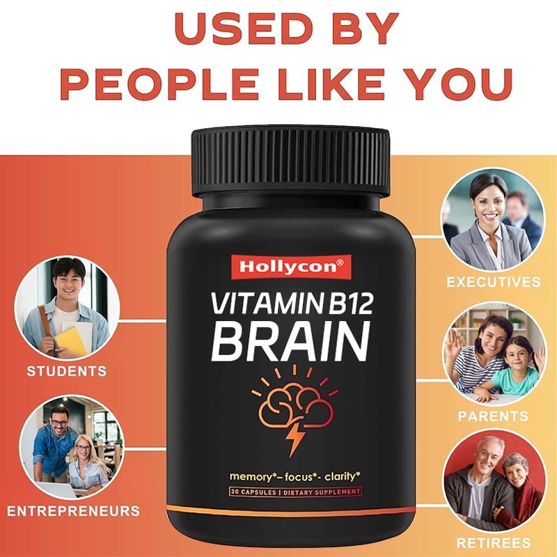 Apoyo OEM Vitaminas vitales Suplementos cerebrales para la memoria Vitamina B12 Cápsulas cerebrales