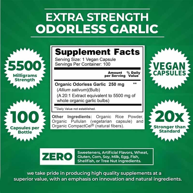 Apoyo OEM Extracto orgánico de ajo inodoro Antioxidante para cápsulas veganas de ajo para adultos